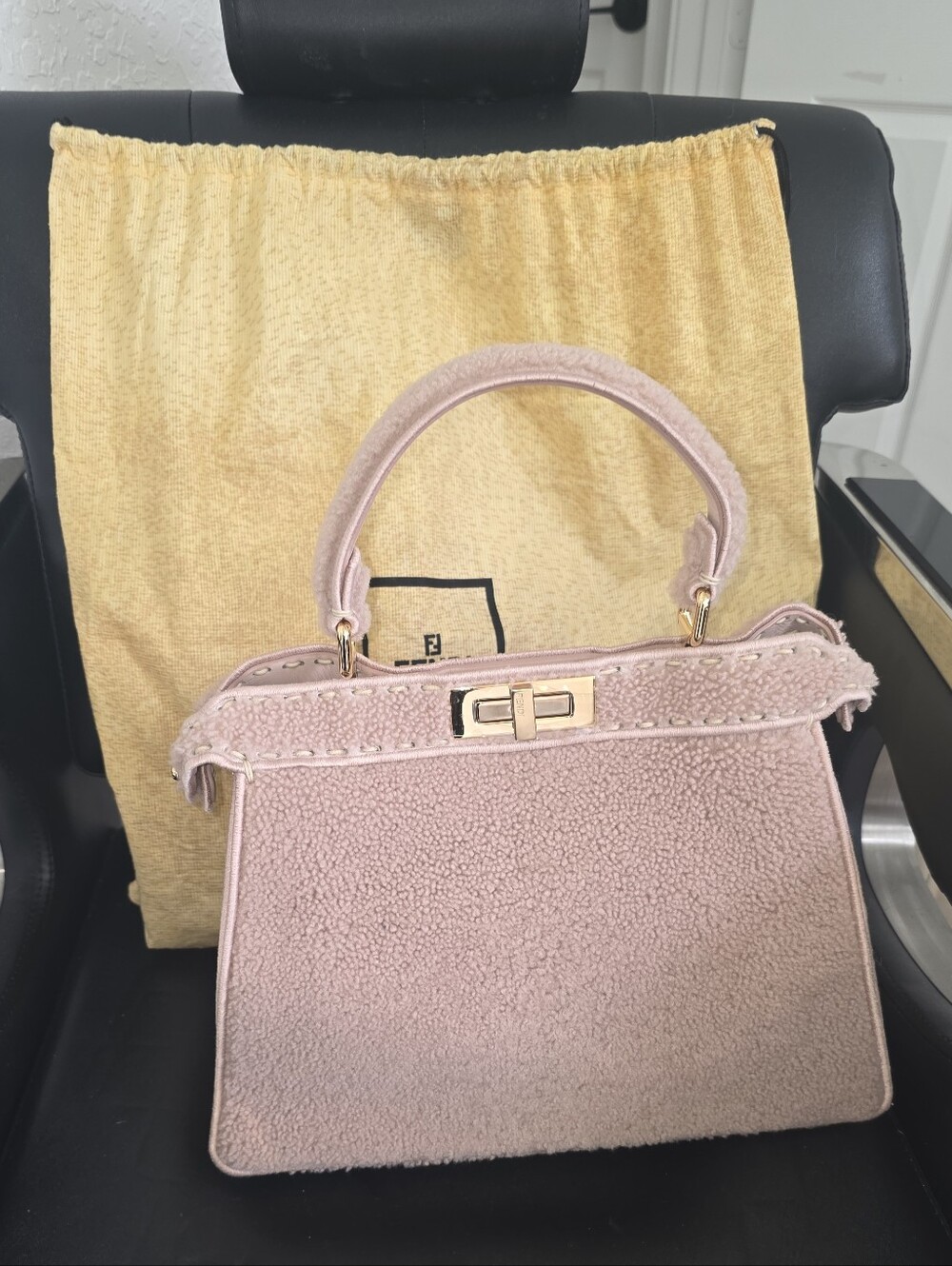 Fendi Pink Shearling Fur Women's Bag
